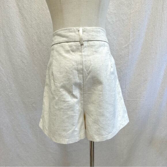 Goodnight Macaroon beige tailored A line textured shorts size large‎ high rise - Picture 12 of 14
